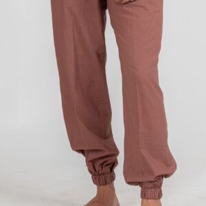 Rose Pink Solid Sandstone Box Pleat Pajama For Men