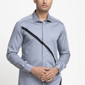 Grey Stripe Printed Astral Shirt For Men