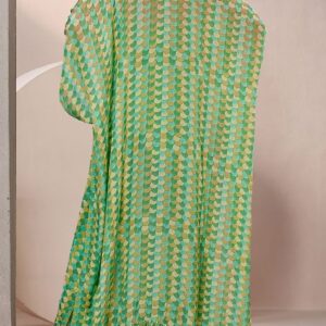Green Jacket Set With Hand Embroidered Blouse And Palazzo - Image 2