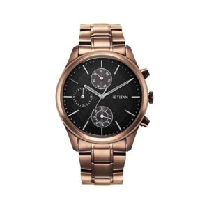 Titan Neo Splash Quartz Multifunction Black Dial Stainless Steel Strap Watch