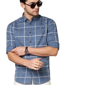 DennisMen's Checkered Slim Fit Cotton Casual Shirt