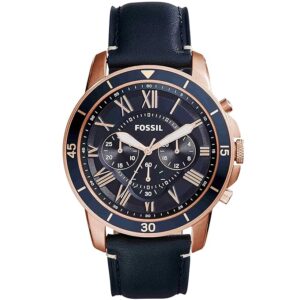 Fossil Men Leather Grant Sport Analog Blue Dial Watch - Image 1