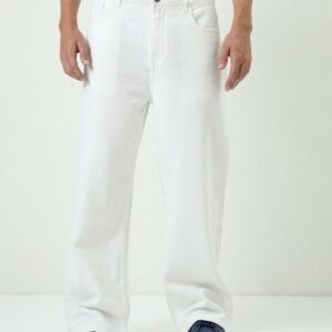 Men's White Baggy Straight Fit Jeans