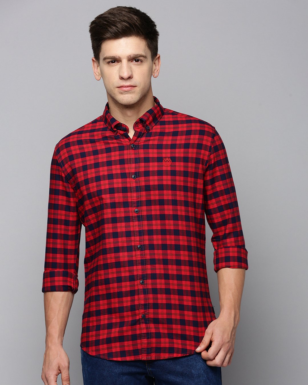 Men's slim fit Red Checked Slim Fit Shirt