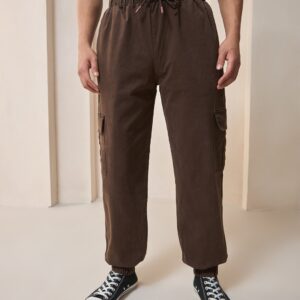Men's Brown Oversized Cargo Jogger Pants