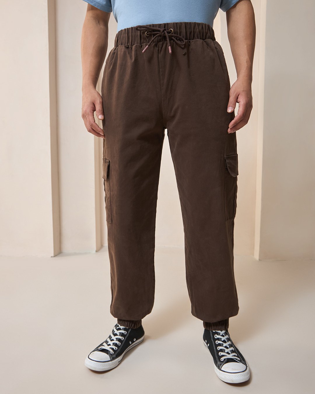 Men's Brown Oversized Cargo Jogger Pants