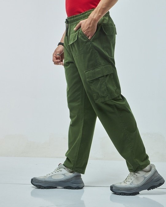 Men's Green Oversized Cargo Pants | Comfortable and fit