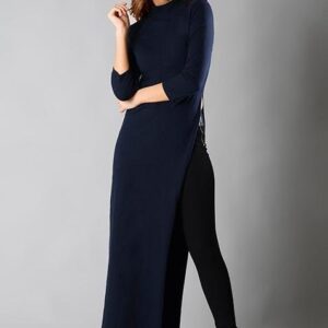 Turtle Neck Maxi Top - Navy | navy turtle neck maxi top - Image 1