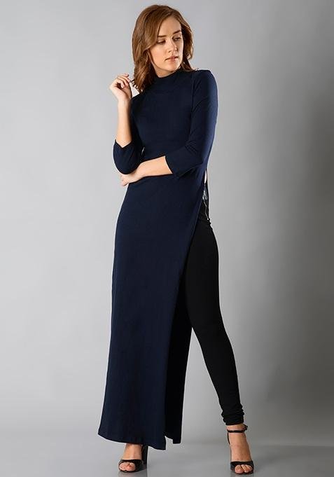 Turtle Neck Maxi Top - Navy | navy turtle neck maxi top