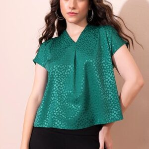Green Collared Kimono Sleeve Blouse