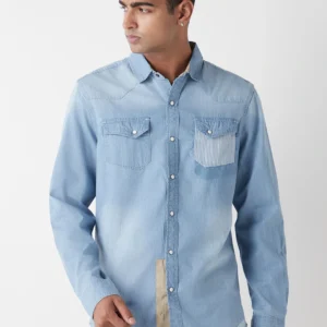 Men's Indigo Blue Washed Shirt