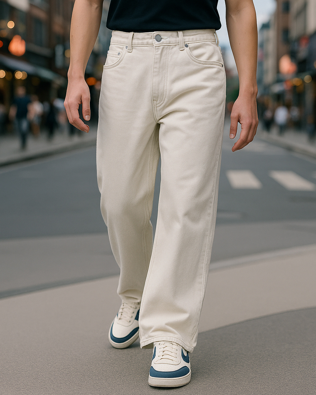 Buy Men's Beige Super Baggy Fit Mid-Rise Jeans Online