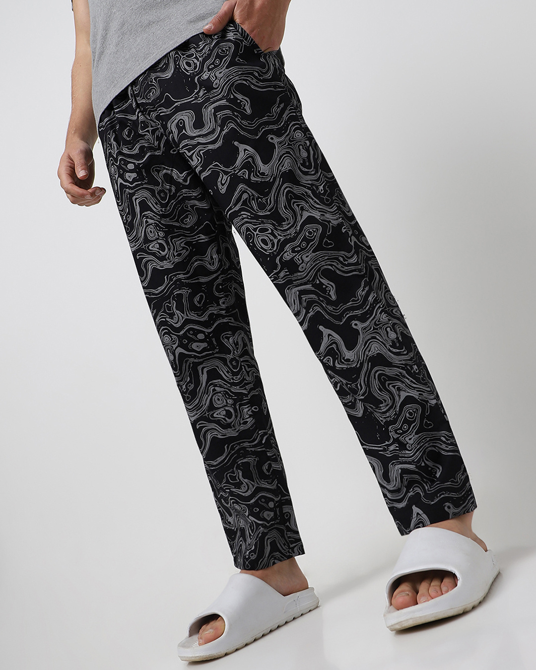 Buy Men's Black All Over Printed Pyjamas Online in India