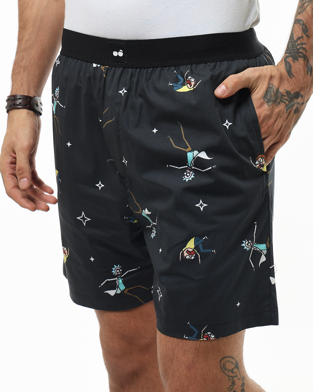 Buy Men's Black Rick & Morty All Over Printed Boxers Online in India