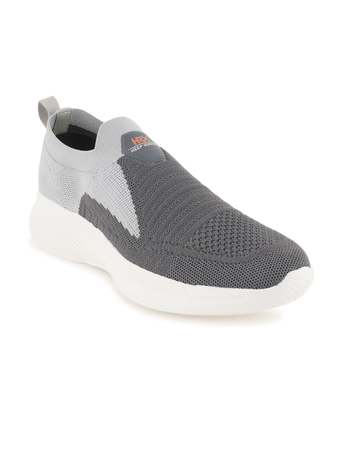 HRX by Hrithik Roshan Men Grey Colourblocked Contrast Sole Slip On Sneakers
