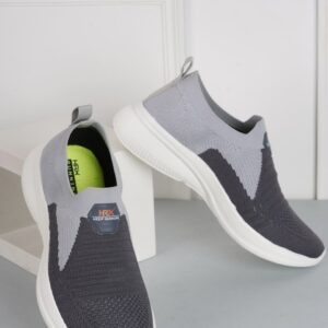 HRX by Hrithik Roshan Men Grey Colourblocked Contrast Sole Slip On Sneakers