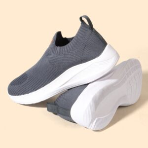 HRX by Hrithik Roshan Men Grey Textured Round Toe Lightweight Textile Slip-On Sneakers