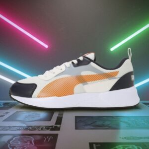 Puma Men Cream-Coloured and Orange Colourblocked Sneakers