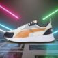 Puma Men Cream-Coloured and Orange Colourblocked Sneakers