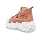 THE WHITE POLE Women Contrast Sole Canvas Lightweight Mid-Top Sneakers