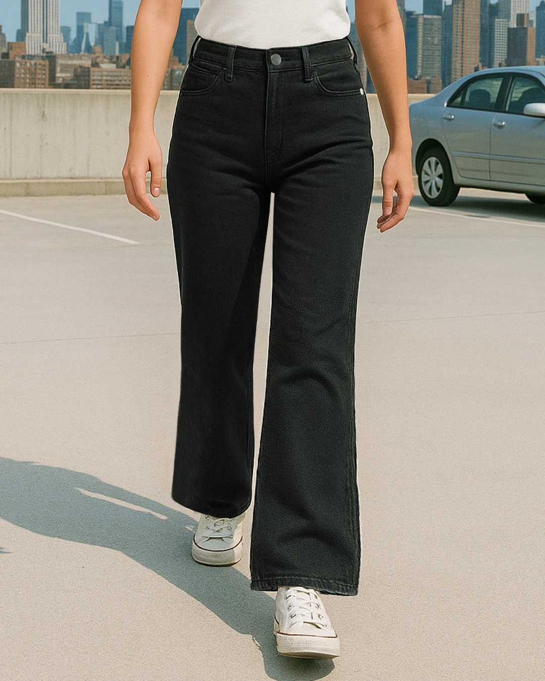 Women's Black Baggy Wide Leg Jeans
