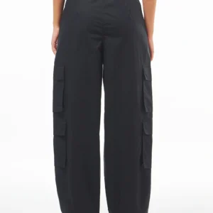 Women's Black Baggy Oversized Cargo Parachute Pants - Image 2