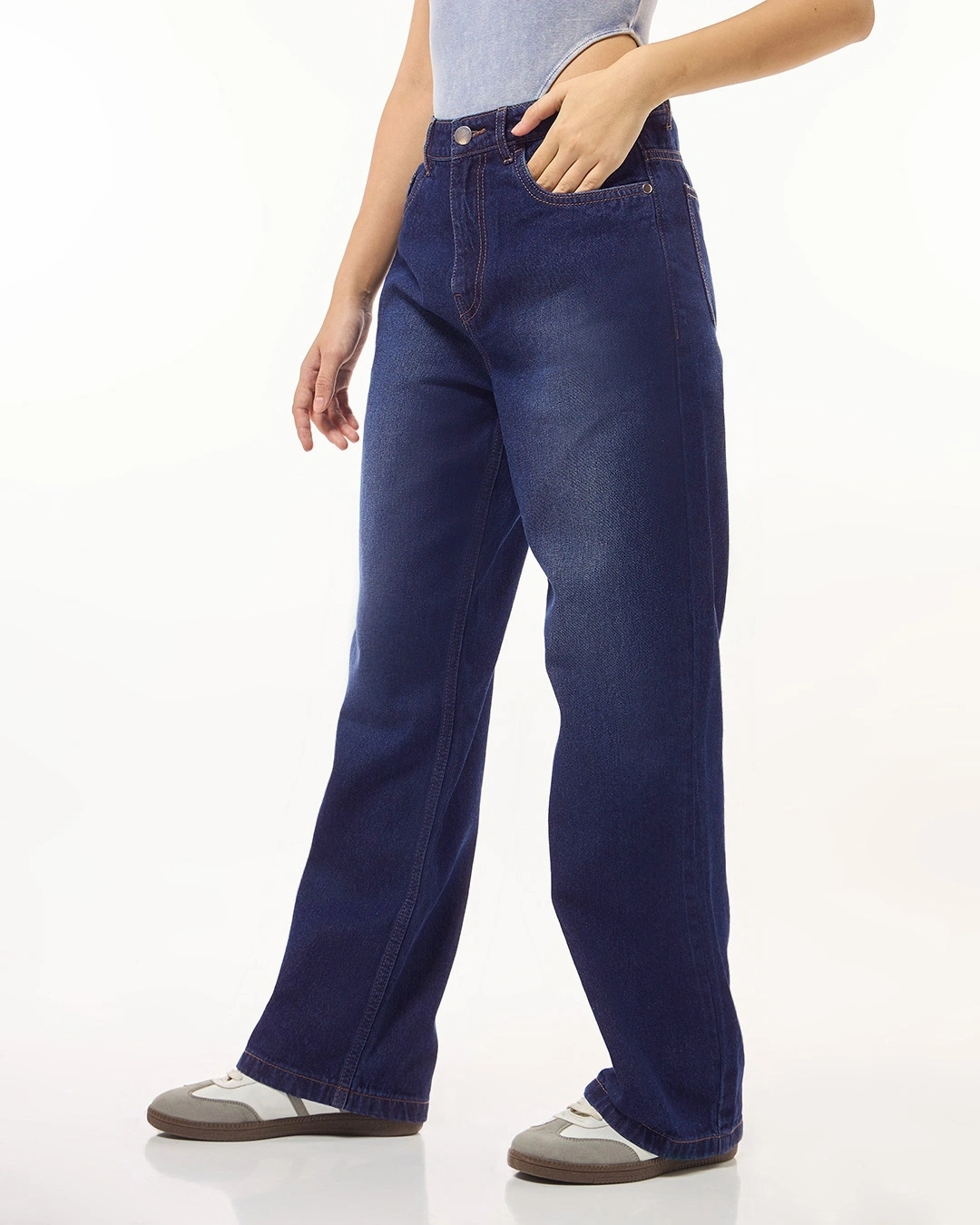 Women's Blue Baggy Wide Leg Jeans